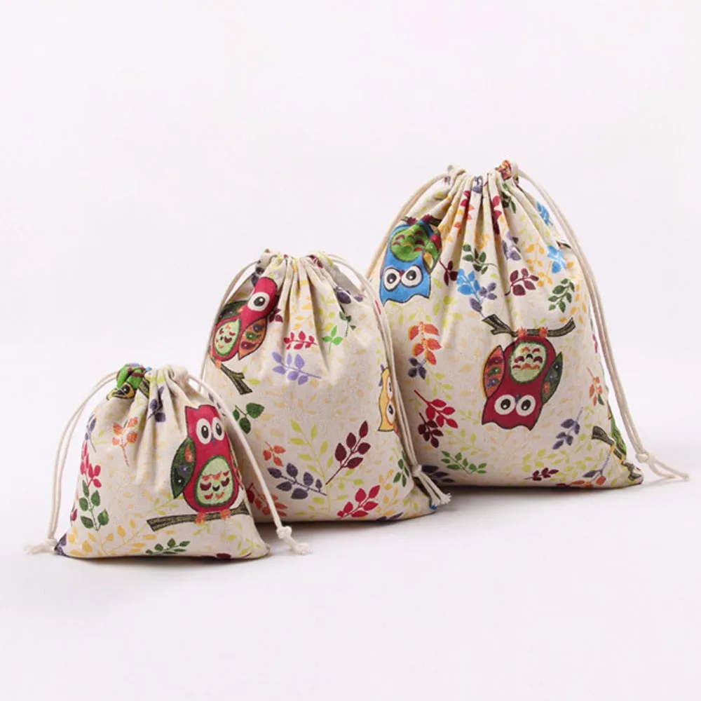 

Owl Printing Drawstring Beam Port Storage Travel Bag Gift Bag cute causal sports bag canvas pouch pocket worek plecak sznurek er