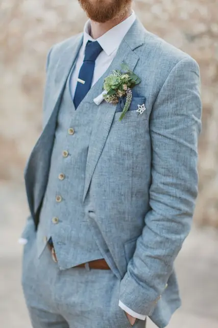 Latest Coat Pant Designs Light Blue Linen Wedding Suits For Men Slim Latest Coat Pant Designs Light Blue Linen Wedding Suits For Men Slim Fit Groom Blazer Custom