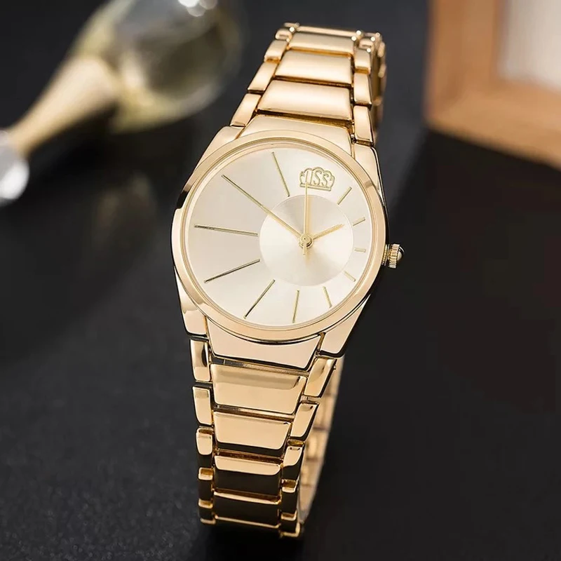 

New Brand women gold watches 2019 new designer skin IGP gold high quality plated ladies dress watches with box free for gift