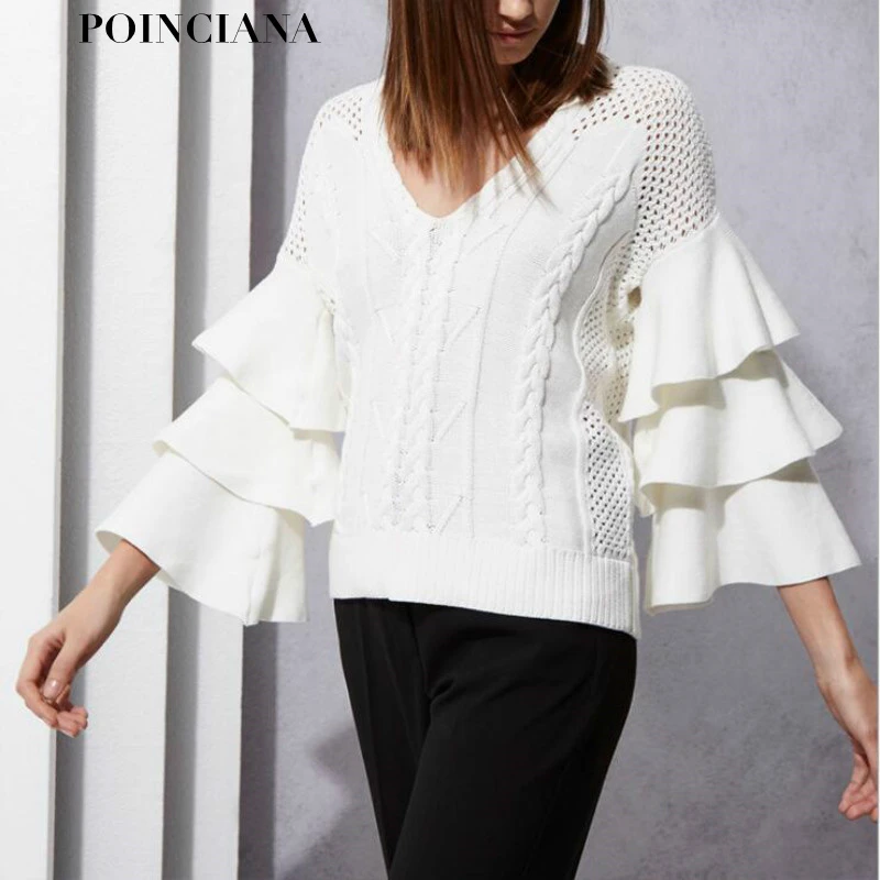 White Knit Sweaters Winter Women Clothes Gros Pull Femme Knitwear V Neck Pullover Sexy Women Pulls Femmes Autonme Hiver Sweater Winter Women Knitted Sweaterwhite Knitted Sweater Aliexpress