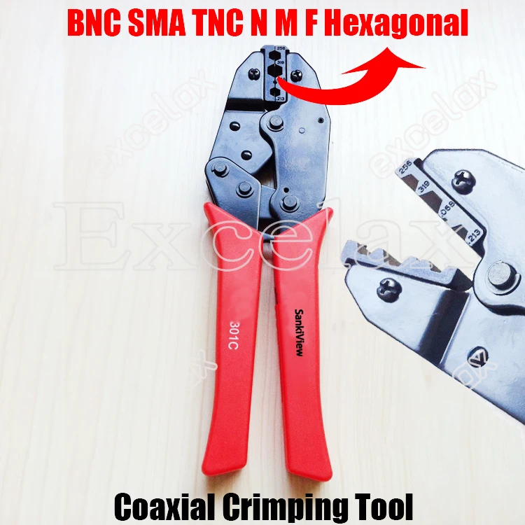 

BNC SMA TNC N M F Connector Hexagonal Crimping Tool RG58 RG59 RG6 RG55/62 75-3 75-4 75-5 Coaxial Fiber Optic Cable Plier 301C