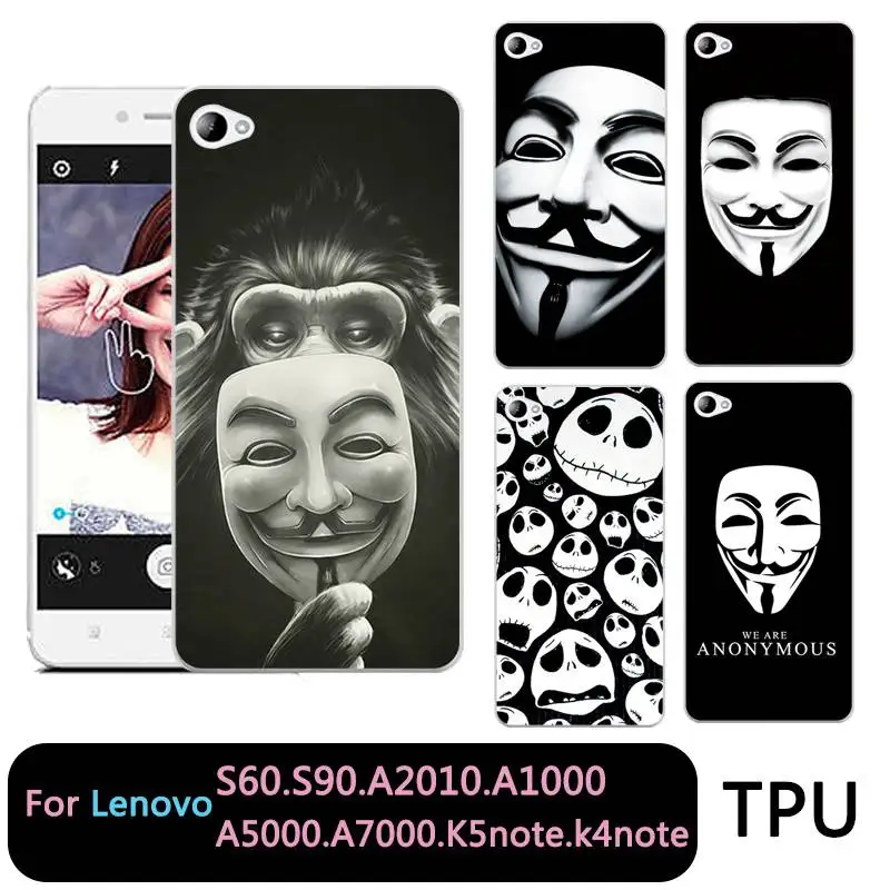 Qmswei ТПУ Ясно чехол для телефона Lenovo S60 S90 A2010 A1000 A5000 A7000 k5note k4note Мягкий череп маска