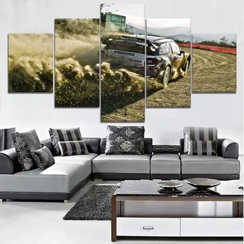 

Modern HD Printed Wall Artwork Canvas Modular Pictures 5 Pieces Extreme Sports Painting Home Decorative Dakar Rally Car Poster