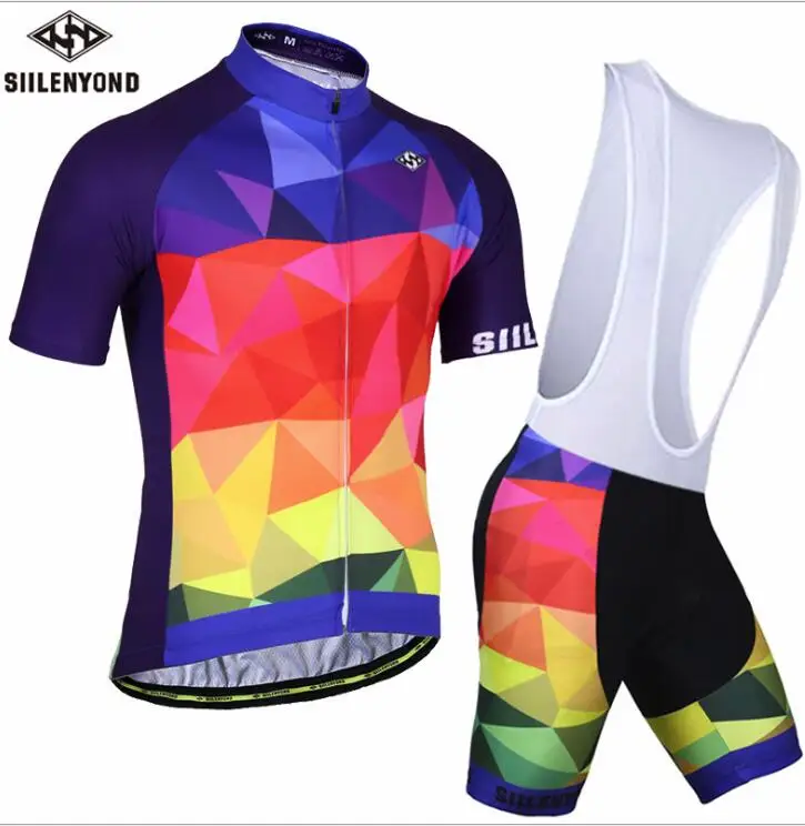 Jersey and bib Pants Siilenyond, анти-УФ, Pro, летний, Велоспорт, Джерси, набор, для мужчин, MTB, велосипед, Велоспорт, одежда, костюм, дышащий, гоночный велосипед, нагрудник, одежда, костюм - Цвет: Jersey and bib Pants