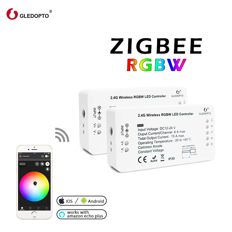Zigbee Zll link smart полосы света rgb/контроллер rgbw DC12V/24 V zigbee rgb приложение управления совместим с светодиодный эхо g светодиодный opto СВЕТОДИОДНЫЙ rgb