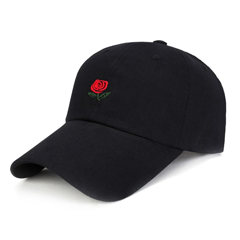 Women Men Rose Embroidered Baseball Cap Unisex Solid Flower Pattern Hat Male Female Fashion Adjustable Cotton Casual Caps CP0049 (9)