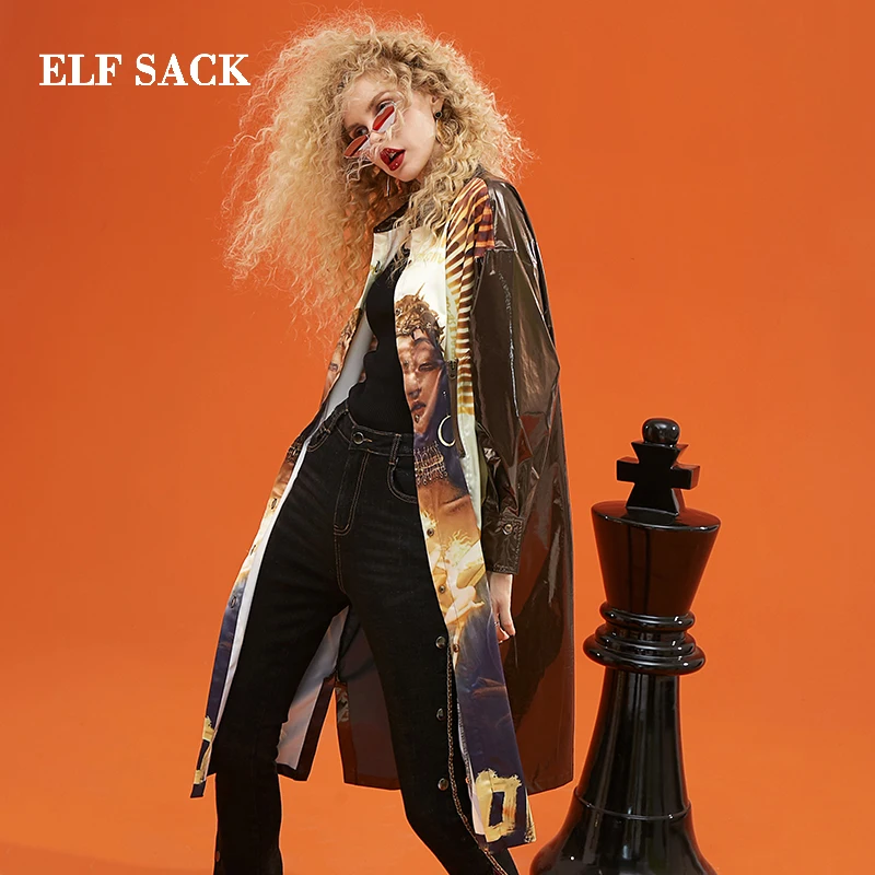 Женское платье с отложным воротником ELFSACK Повседневное прямого силуэта длиной до