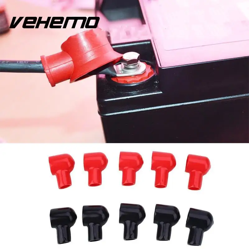 Vehemo 10PCS Auto Car Black Red Battery Terminal Boot Round Insulating