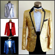 2016New Sequins men’s show suits wedding groom groomsman evening party host dress black edge 5 colors ( jacket+pant+girdle+tie)