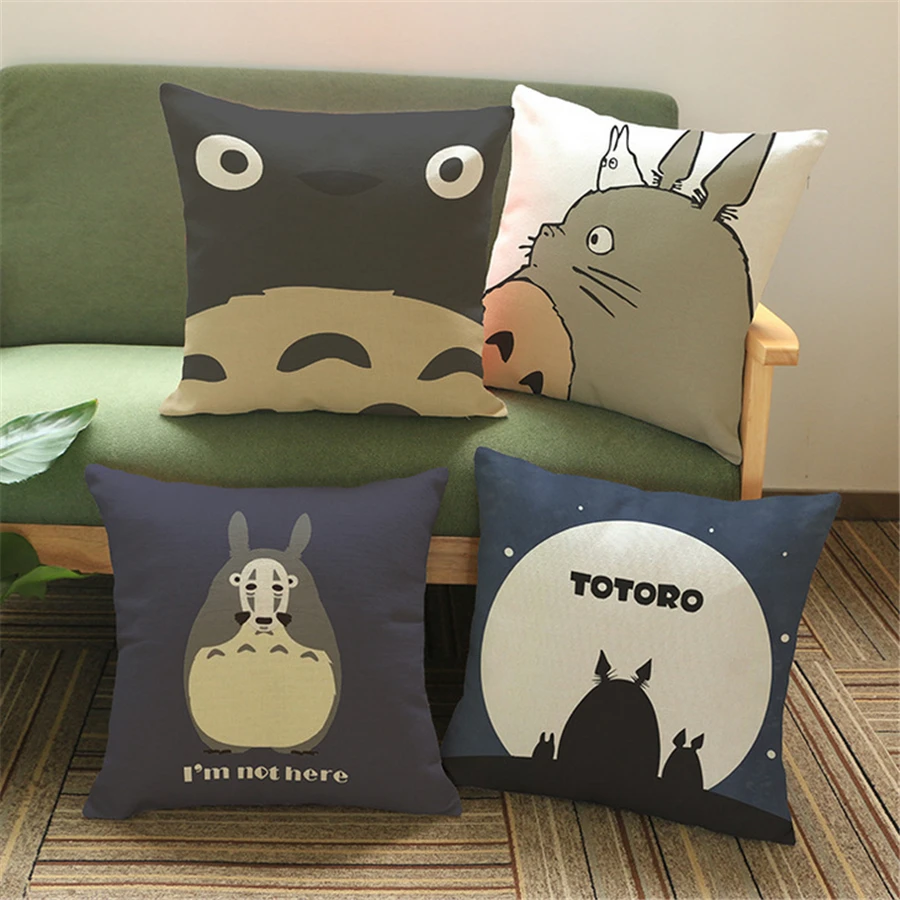 

Cartoon Chair Decorative Sofa Cushion Cover Pillow Case Pouf Retro Print Totoro Square Pillow Cover Home Decor 18 inches e698