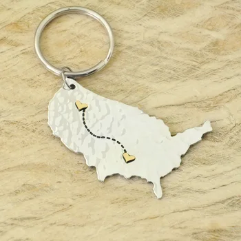 

United States Keychain Long Distance Keychain Going Away Gift - State to State Keychain Couples Keychain Friendship