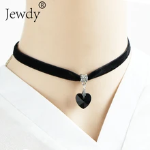 Ocean 1PCS Fashion Jewelry 6 Colors Choker Black Velvet Crystal Heart Pendant Necklaces Punk Gothic Statement