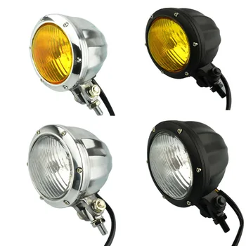 

Retro Vintage Headlight Cafe Racer Silver H4 Headlight 4.5" Headlamp For Harley Bobber Chopper Aluminum Front Headlight