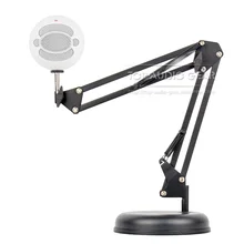 Round Plate Desktop Suspension Microphone Boom Arm Scissor Stand Mount Tabletop Bracket For Blue Snowball Ice Yeti Pro Mic