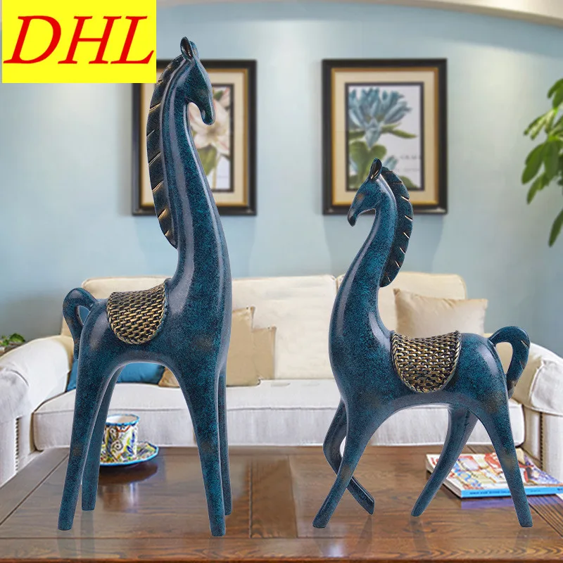 

38CM Abstraction Horse Colophony Crafts Home Decoration Animals Northern Europe Style Collectible Model Toy L1613