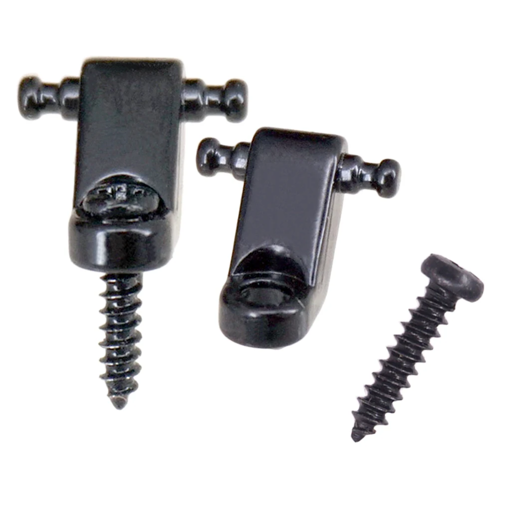Durable Pack of 2 Black Electric Guitar Roller String with Screws Musical Instrument Parts
