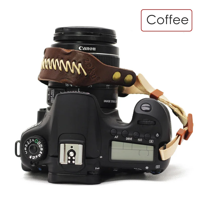 Ретро ручной работы кожаная камера ручной ремешок стильный мягкий комфорт для Canon Nikon sony Pentax Olympus Panasonic DSLR/SLR - Цвет: Coffee
