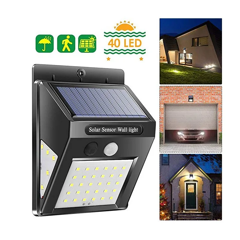 

LED Solar Power PIR Motion Sensor Wall Light 30/40/60 LED Outdoor Waterproof Energy Saving Street Yard Home Garden Security Lamp