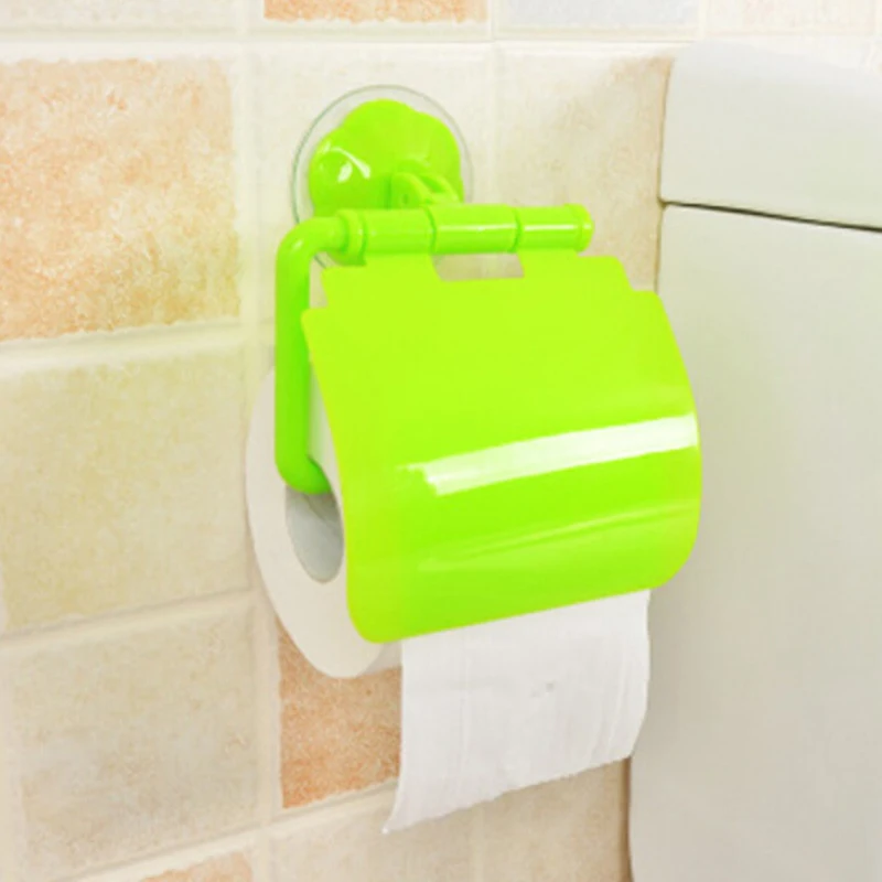 Пластиковый держатель на присоске туалетной бумаги для ванной комнаты вешалка рулона ткани высокого качества - Цвет: Green