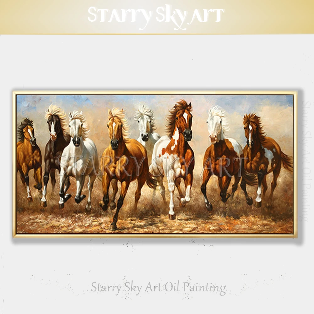 CHOP829 100% hand painted modern strong runing horse oil painting art on canvas 