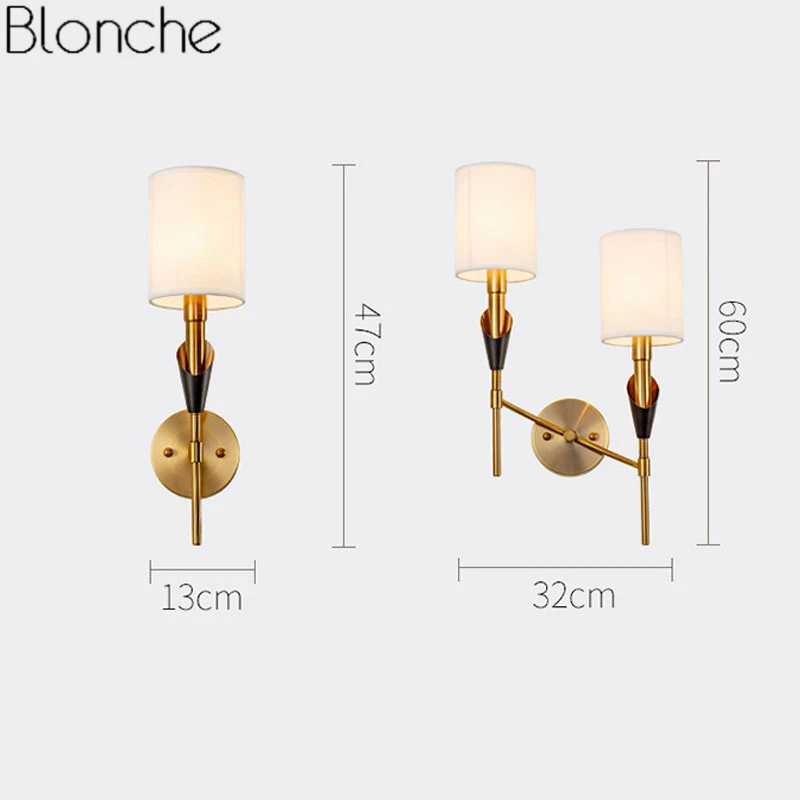 Nordic Gold Wall Lamp Fabric Lamp Shades Modern Led Wall Sconce Light For Bedroom Stair Indoor Home Loft Decor Lighting Fixture Buy At The Price Of 52 23 In Aliexpress Com Imall Com