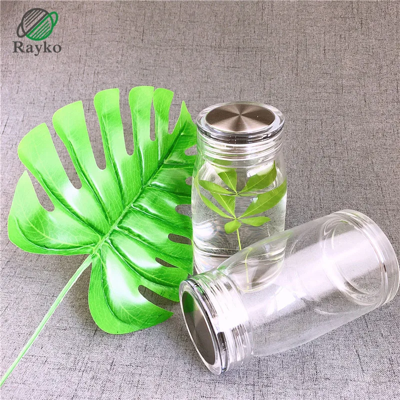 

Fashion Portable Transparent Glass Water Bottle Stainless Stee Cover Sealed Tea Water Bottles Brief 500ML Glass Drinkware
