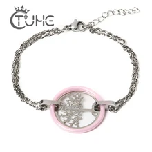 Романтичный розовый керамический браслет Дерево жизни для женщин Девушка Модные ювелирные изделия юбилей свадьбы материал не вредит здоровью подарки