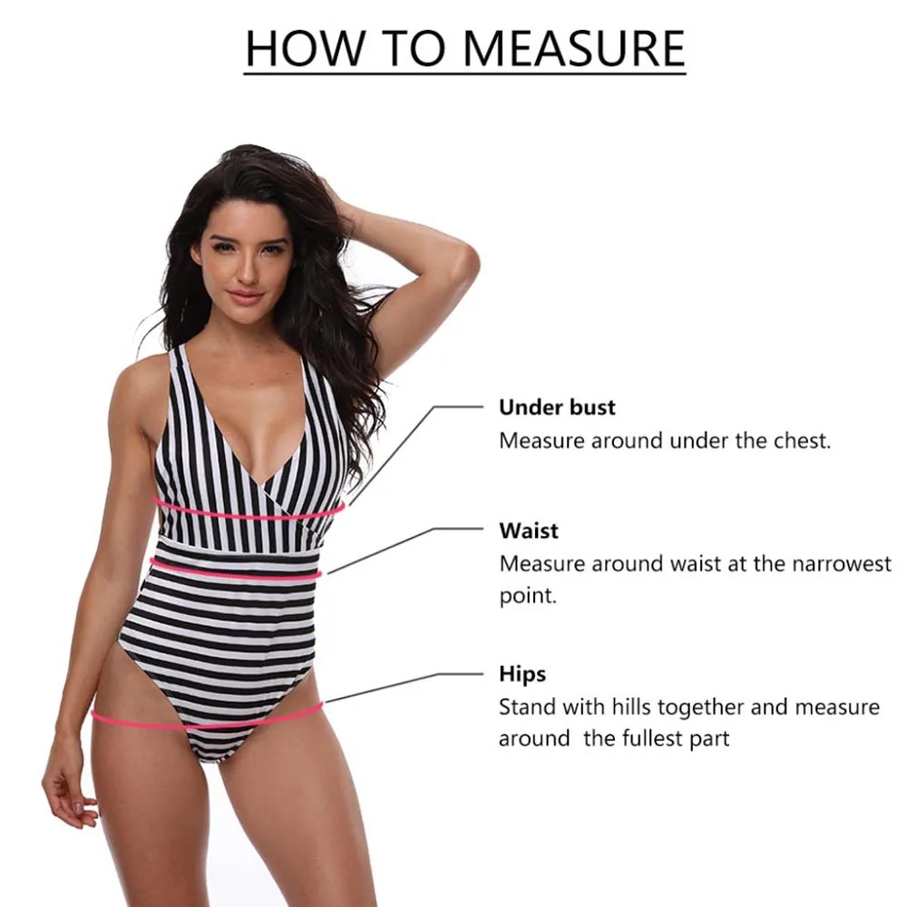 Women Girl One Shoulder Striped Lace Sexy Padded Bathing Bodysuit Swimwear 1-18