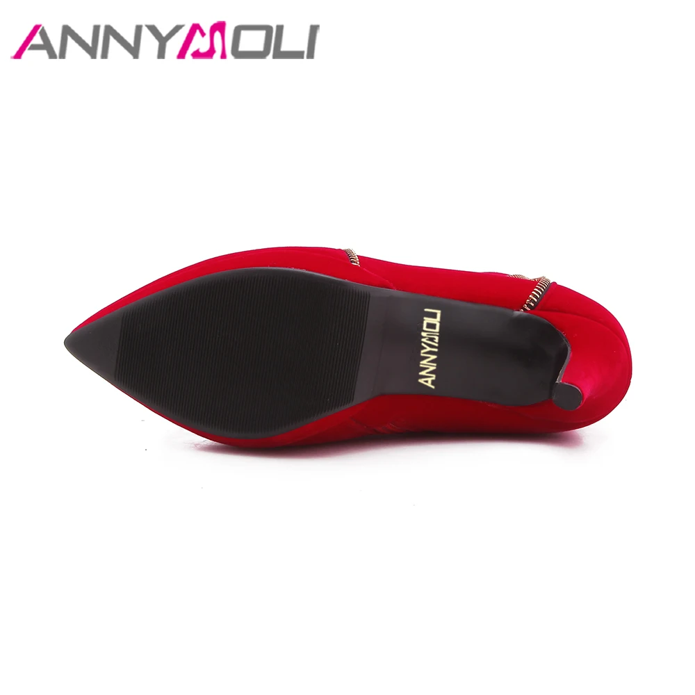 Annymoli/зимние женские ботинки на платформе и высоком каблуке Модные Короткие с