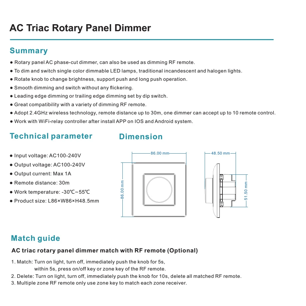 Симистор светодиодный диммер AC 220V 230V 110V Беспроводной RF пульт дистанционного управления с регулируемой яркостью ручка Wifi умный светильник Диммер для светодиодный лампы