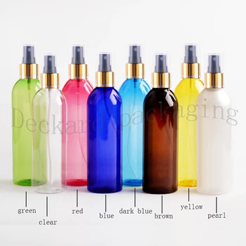 

30pcs 250ml MulticolorPET Bottles With gold collar Spray Pump Container High-grade Empty Plastic Spray Bottle Refillable Perfume