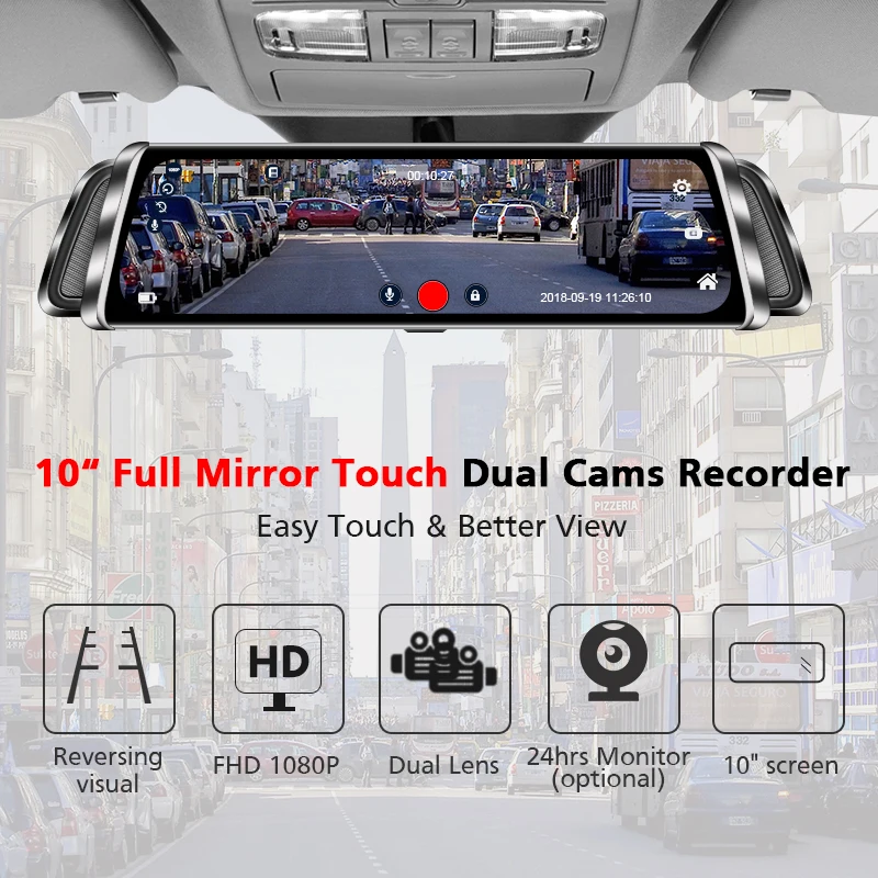 Camlive G900 10 "зеркальный видеорегистратор двойная камера HD1080P для автомобиля