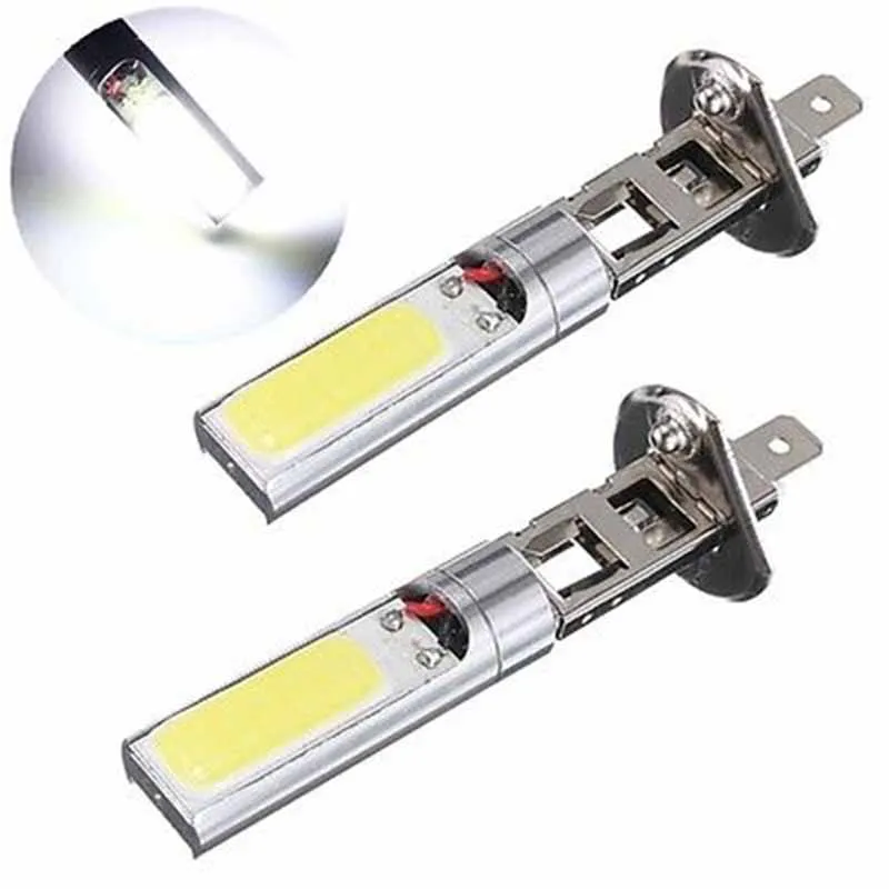 2x H1 COB LED Car DRL Daytime Running Light Bulb DC 12V Auto Headlight Fog Lights High Brightness White Lamp 6000K