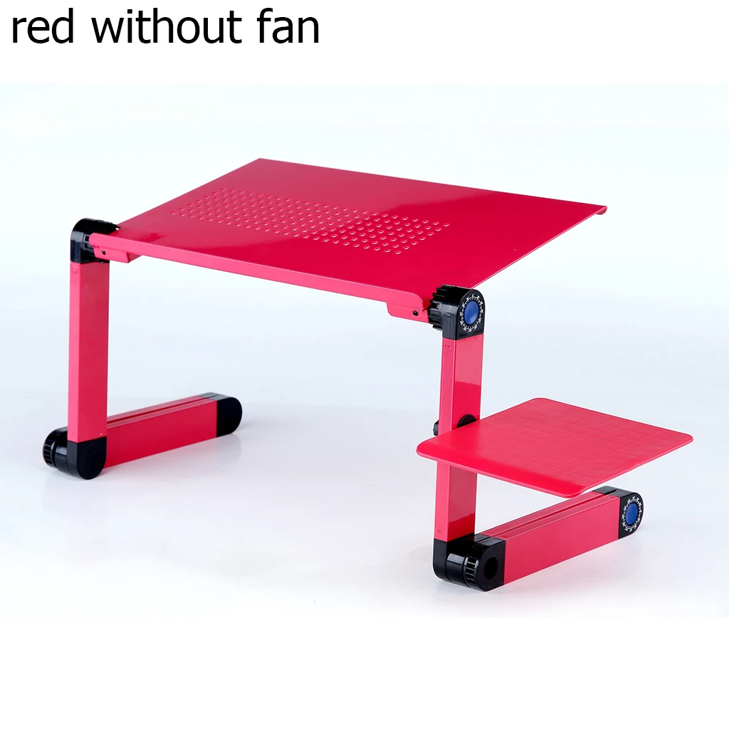 Подставка для ноутбука, стол, складной регулируемый стол, портативный держатель для ноутбука, кровать, стол, подставка, диван, подставка для ноутбука с вентилятором, коврик для мыши - Цвет: red without fan