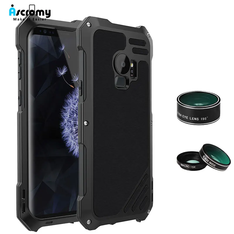 Ascromy для Galaxy S9 объектив Комплект Fisheye широкий угол макросъемки противоударный Алюминий крышка для Samsung S8 Plus S7 edge аксессуары
