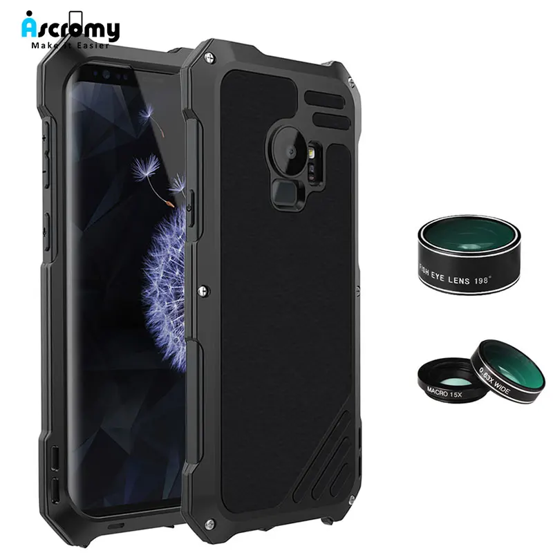 

Ascromy For Galaxy S9 Lens Kit Case Fisheye Macro Wide Angle Shockproof Aluminum Cover For Samsung S8 Plus S7 edge Accessories