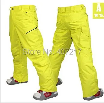 2016 mens yellow ski pants blue snowboarding pants for men
