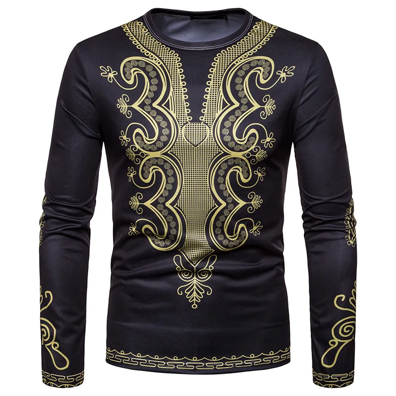 

DropshippingMen's fashion new totem digital print long-sleeved round neck T-shirt