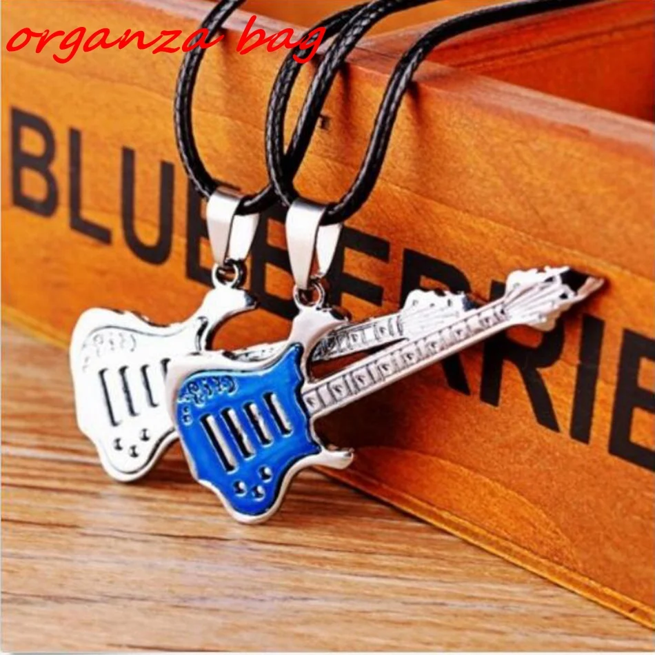 10pcs Music Necklace Music Guitar Pendant Necklace Alloy Guitar Shaped Pendant Necklace A-242d