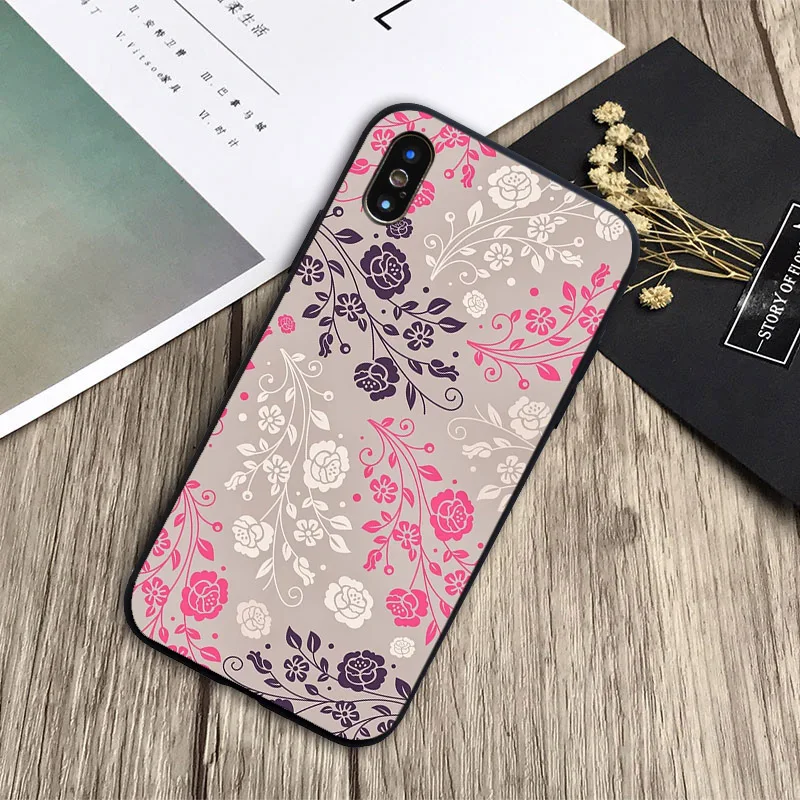 Красивый дизайн с розами мягкий силиконовый черный чехол для телефона iPhone 6 6plus 7