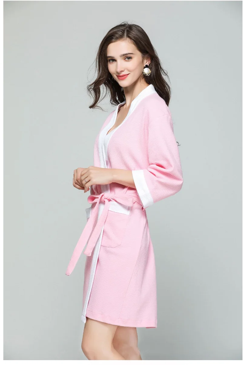 Повседневный вафельный Трикотажный Хлопковый мужской Халат банный халат с длинными рукавами для сауны, спа банный халат Roupao для влюбленных, пижама-кимоно, халаты, Мужская Ночная рубашка