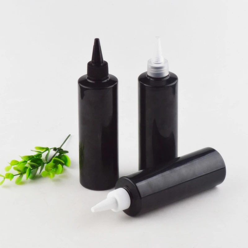 Download 25 X 250ml Black Plastic Bottles With Pointed Mouth Caps ,250CC Refillable Bottles For Cosmetics ...