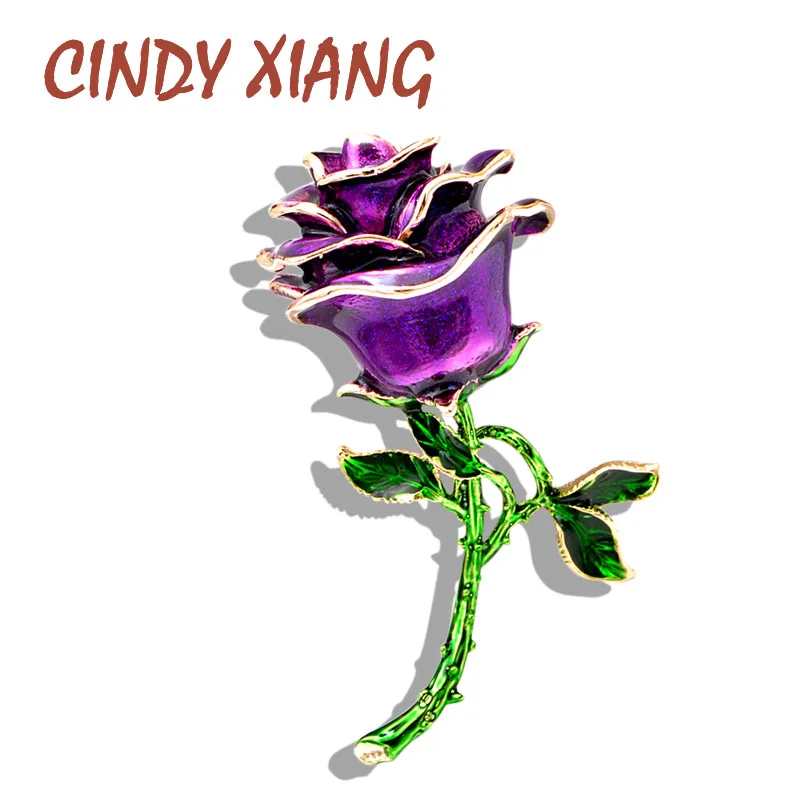 

CINDY XIANG Enamel Rose Flower Brooch Elegant 3D Style Brooches For Women Wedding Bouquet Brooch Pin New Summer Design Party