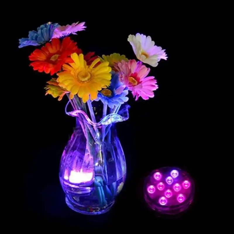 Remote Controlled Submersible Vase Pool Decoration Lamp 10 Led Rgb