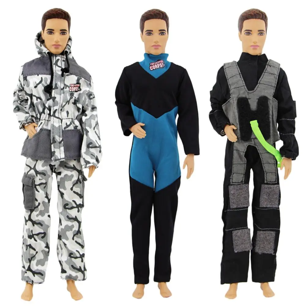 

Cool 3 x Outfits Diving Suits Working Uniform Dollhouse Clothes For Barbie Friend Ken Doll 1:6 Soldier Figure Camouflage Costume