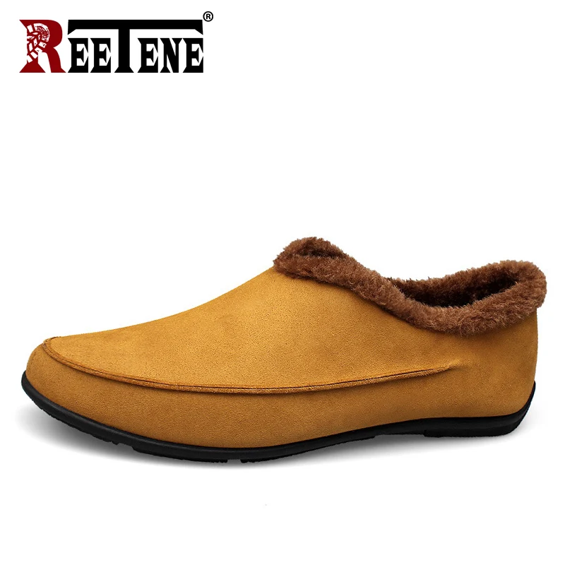 

REETENE New Fashion Men Winter Shoes Solid Color Snow Boots Inside Antiskid Bottom Shoes Men'S Keep Warm Waterproof Boots Men'S