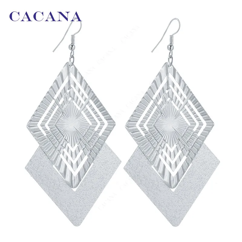 Длинные серьги CACANA полый ромб для женщин оптовая продажа хит продаж No. A99 A100|earings
