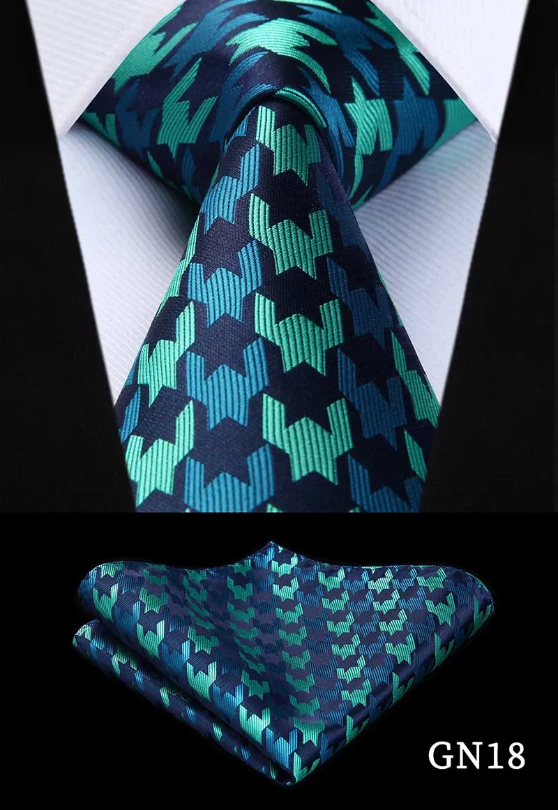 Hisdern зеленый галстук нагрудный платок твердый Пейсли Набор платков и галстуков Для мужчин модные в шахматную клетку 8,5 см шелковые ткани подарок для Для мужчин GN - Цвет: GN18