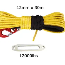 12 мм x 30 м синтетический трос лебедки с крюком и 12000lbs hawse обтекатель для 4wd atv utv внедорожный