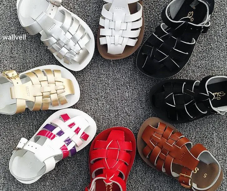 

wallvell Children's leather sandals cover the heel beach shoes sandals boys and girls leather sandals